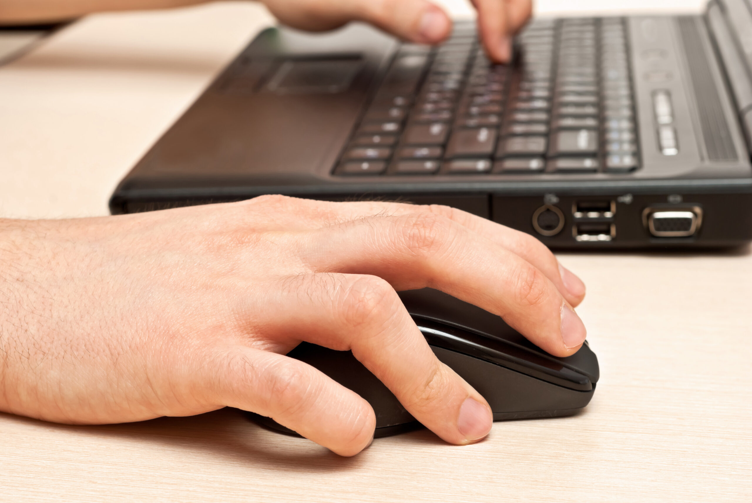 Working with the laptop keyboard and mouse