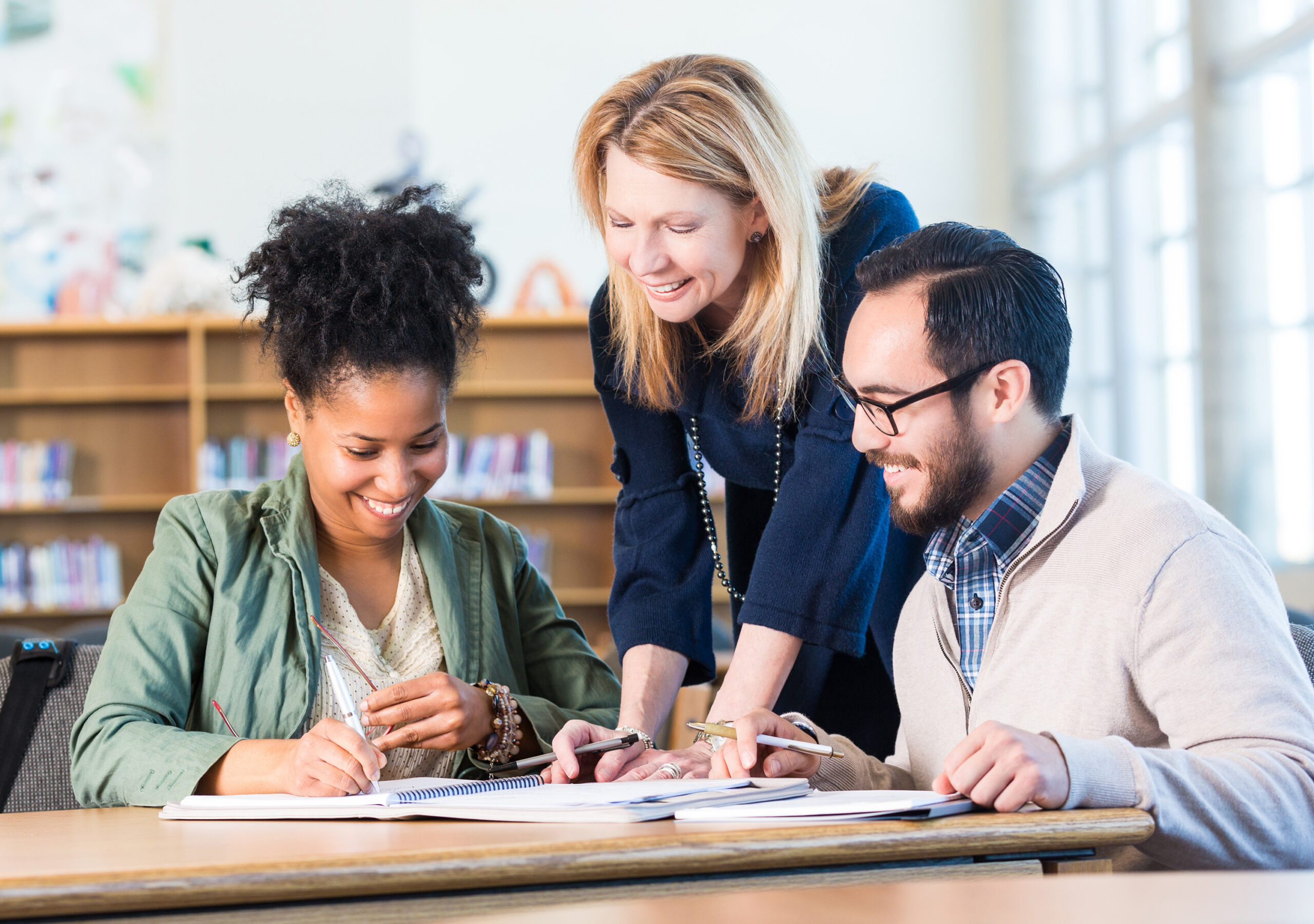 adult students with teacher